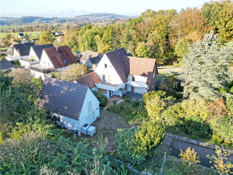 Ländlich gelegenes Ein- bis Zweifamilienhaus mit Doppelgarage, Nebengebäude und großem Garten